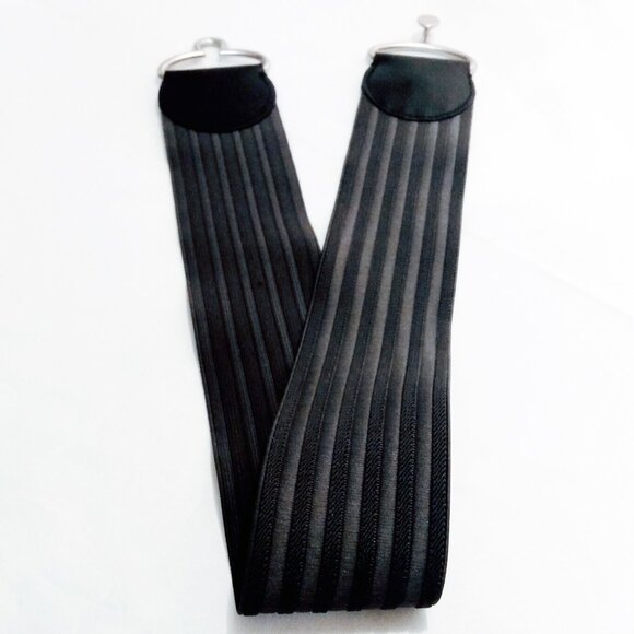 Old Navy-Material/Faux Leather-Black/Grey  Stretchy Wide Belt-M - Picture 4 of 11